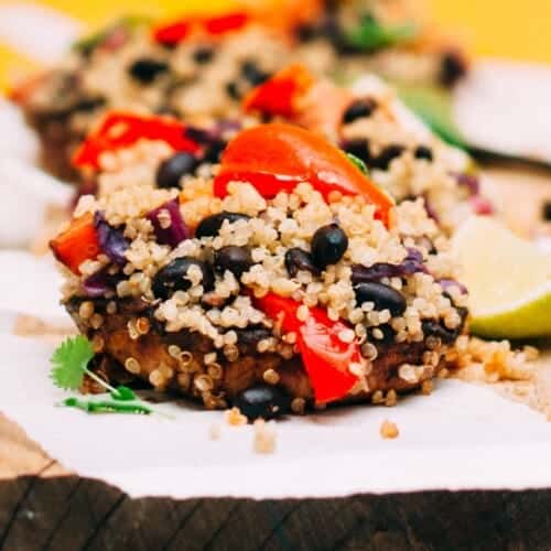 Quinoa vegetables stuffed Portobello mushrooms vegan recipe