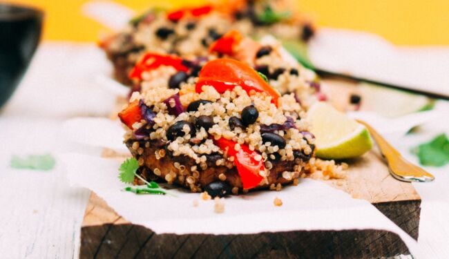 Quinoa vegetables stuffed Portobello mushrooms vegan recipe