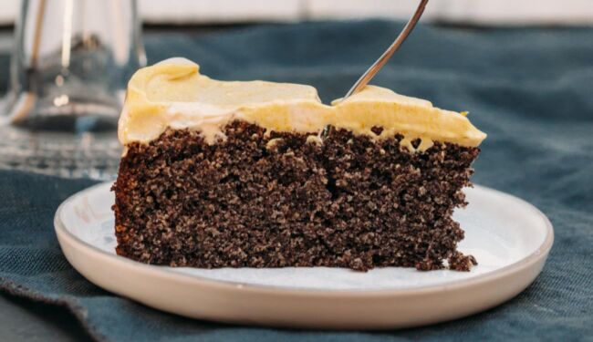 Poppy seed cake with turmeric coconut cream recipe