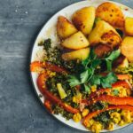 vegan shawarma scrambled tofu with crispy potatoes recipe