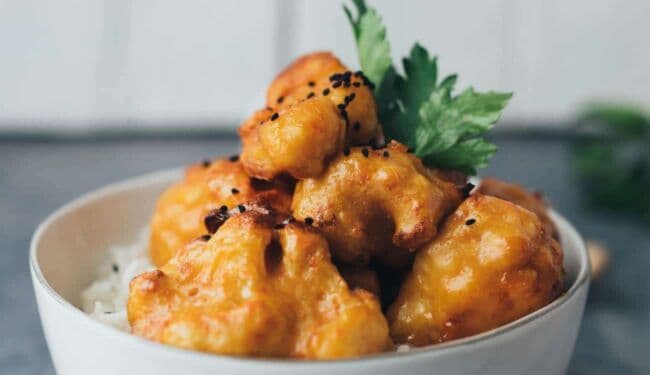 vegan sticky sesame chicken wings from cauliflower recipe