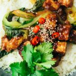 crispy cashew butter tofu with cauliflower rice recipe