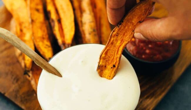 vegan sweet potato wedges with cashew mayo (30 minutes) recipe