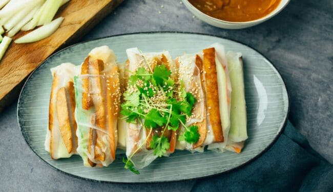 vegan spring rolls with marinated tofu recipe