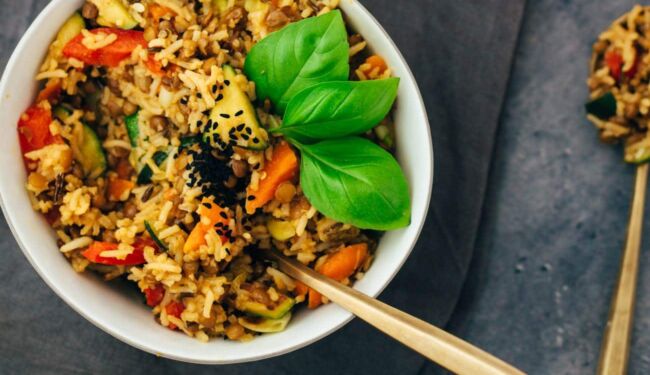 Simple fried rice with lentils (vegan, gluten-free) recipe