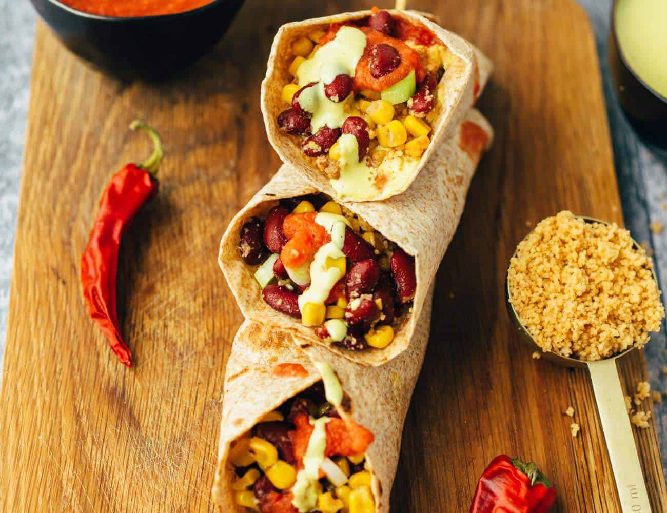 vegan burritos with couscous (25 minutes) recipe