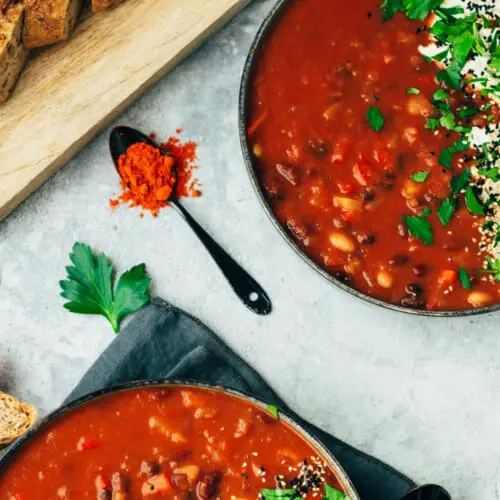 vegan 3 beans chili (30 minutes) recipe