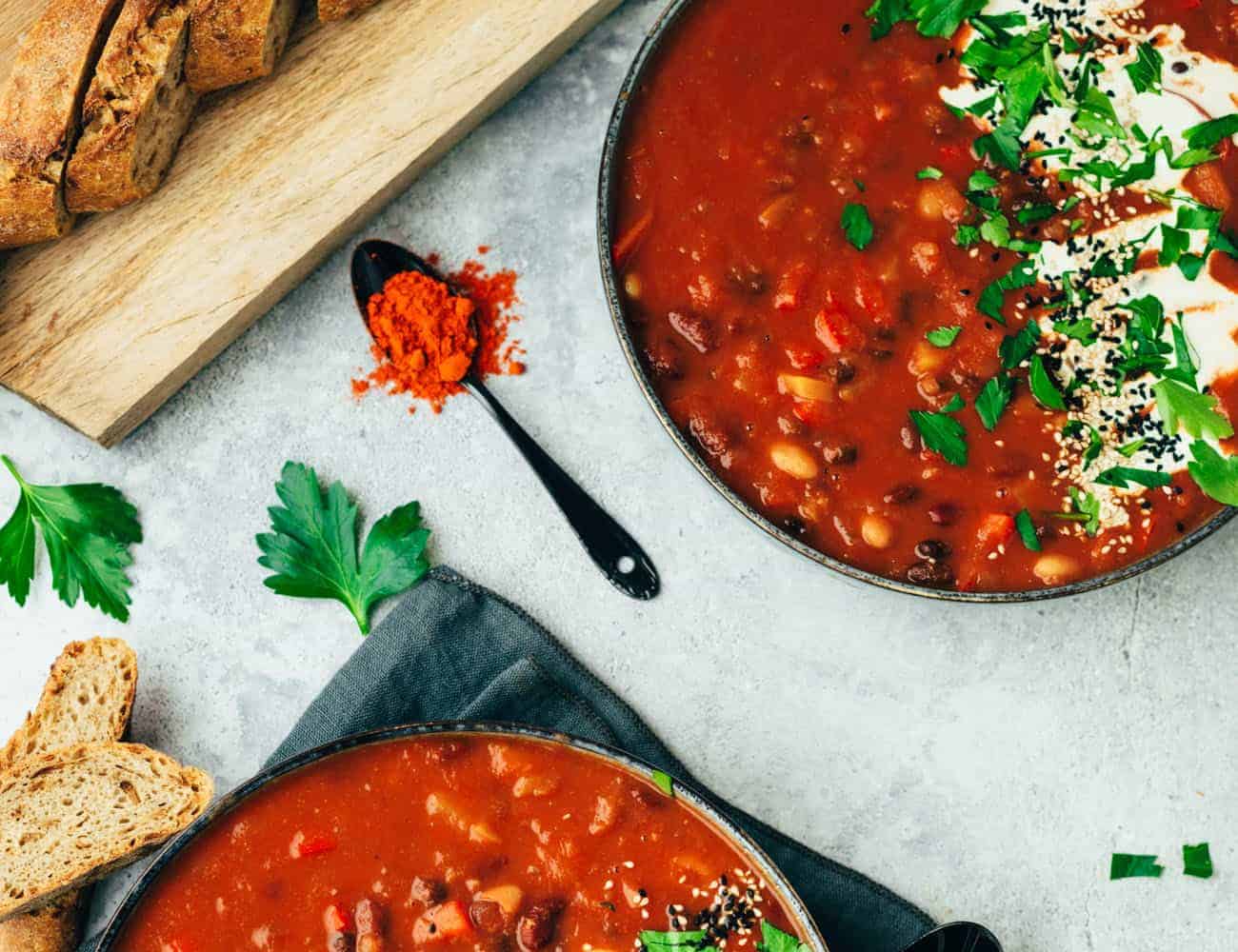 vegan 3 beans chili (30 minutes) recipe