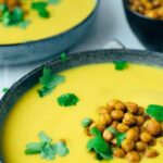 Butternut squash soup with crispy chickpeas