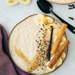 Chai porridge with tahini caramel