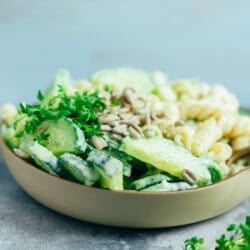 Creamy pasta salad with cucumber
