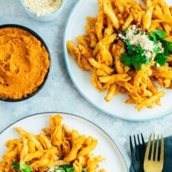 Pasta salad with cashew tomato pesto