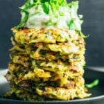 Zucchini potato pancakes with tzatziki