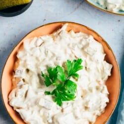 Creamy meat salad with jackfruit