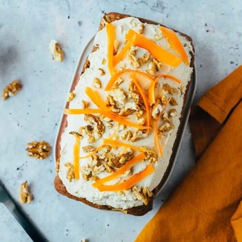 Carrot cake with cashew cream cheese (oil-free + vegan)