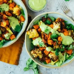 Salad with tikka vegetables and coconut chutney