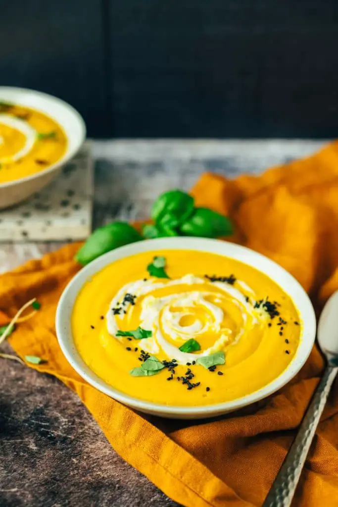 Carrot soup with ginger cream