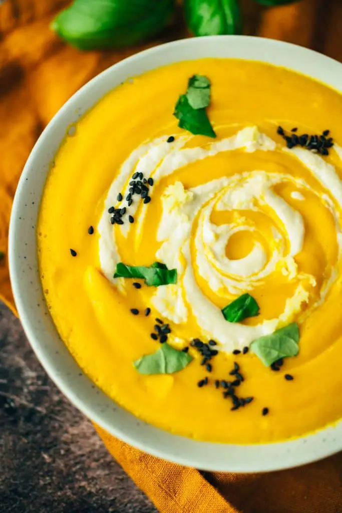 Carrot soup with ginger cream