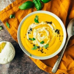 Carrot soup with ginger cream