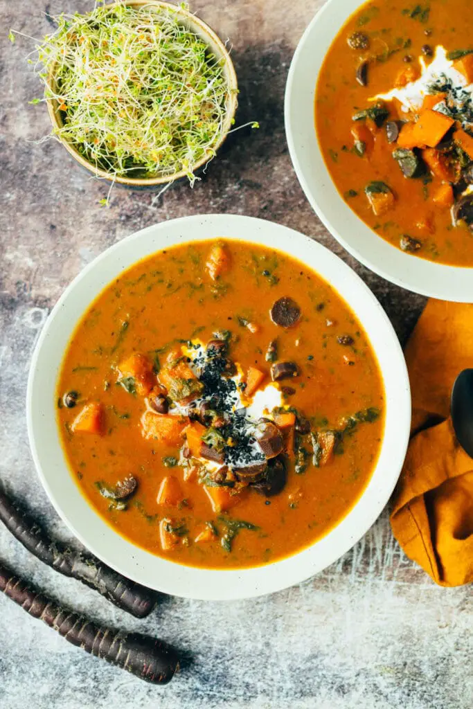 Hearty stew with butternut squash and black beans