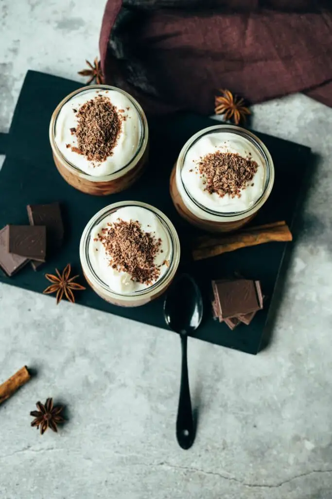 Gingerbread mousse with mulled wine cherries (vegan & gluten-free)