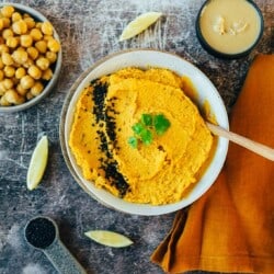 Make sweet potato hummus yourself (no waste!) v&gf