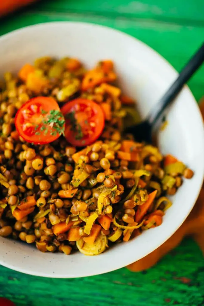 vegan lentil salad with leeks (v&amp;gf)