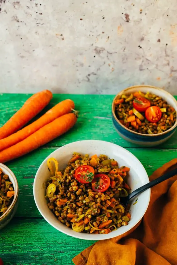 vegan lentil salad with leeks (v&gf)