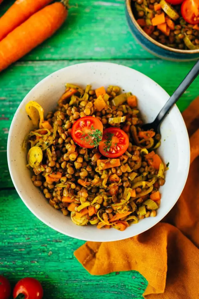 vegan lentil salad with leeks (v&amp;gf)