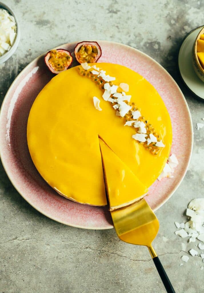 Mango cheesecake cake without baking (oil free)