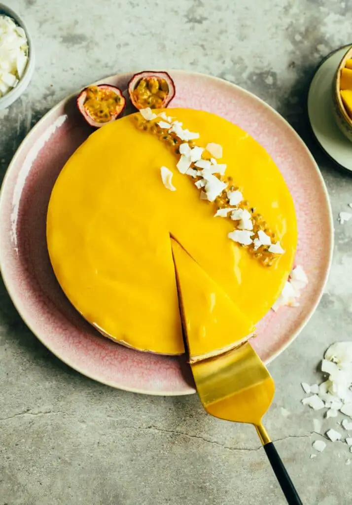 Mango cheesecake cake without baking (oil free)