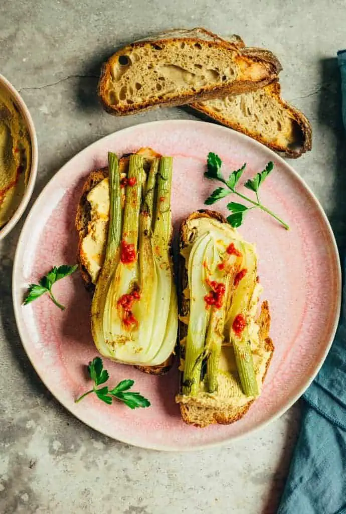 Braised fennel on hummus