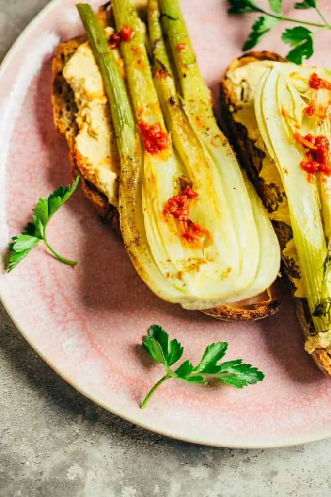 Braised fennel on hummus