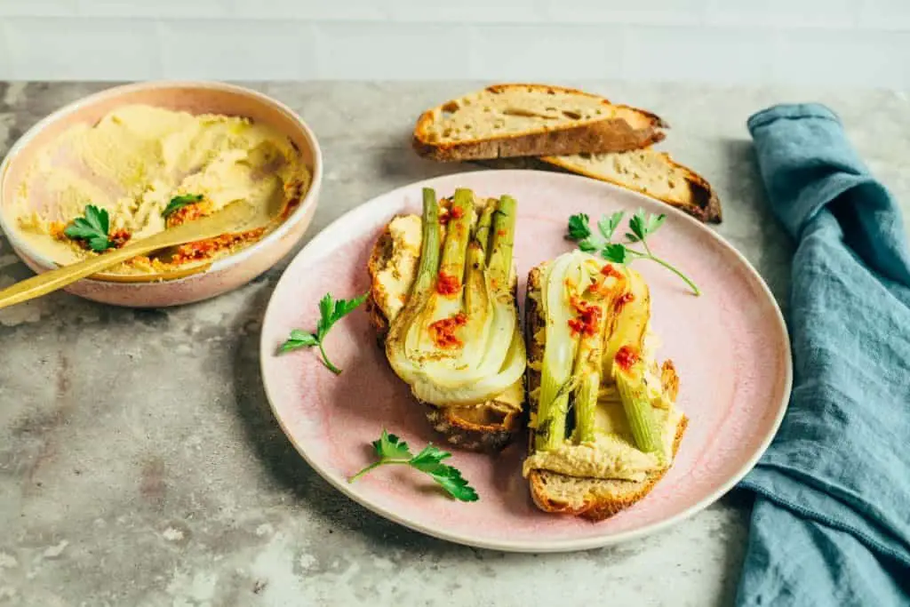 Braised fennel on hummus