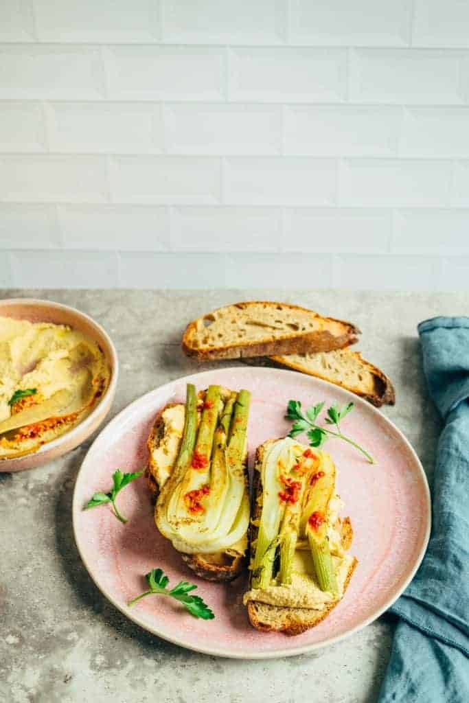 Braised fennel on hummus