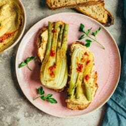 Braised fennel on hummus