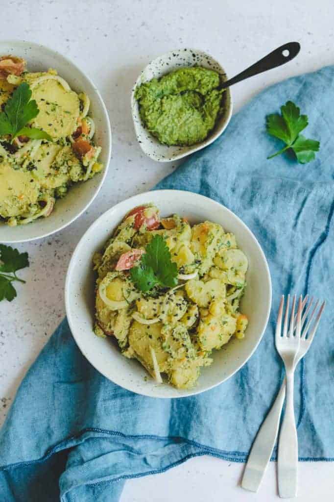 Potato salad with wild garlic pesto