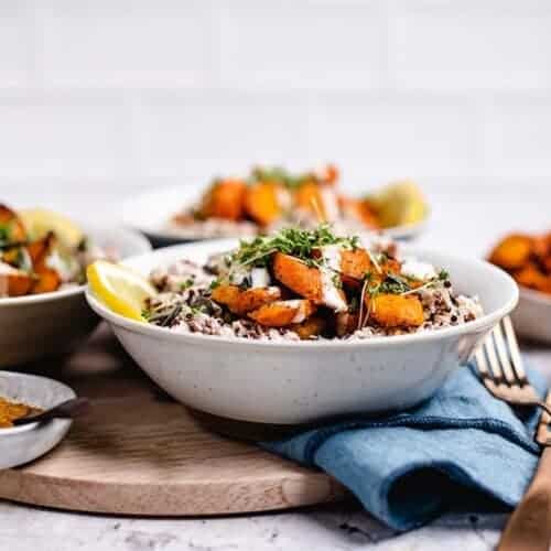 Quinoa salad with creamy dressing