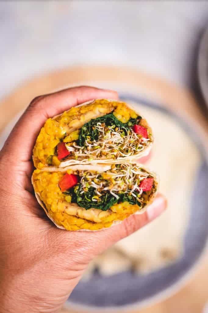 Burritos with Spanish rice and tempeh