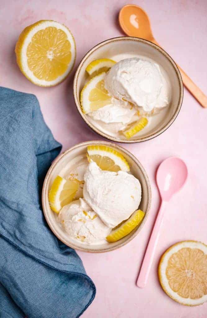 vegan lemon ice cream (with and without ice cream maker)