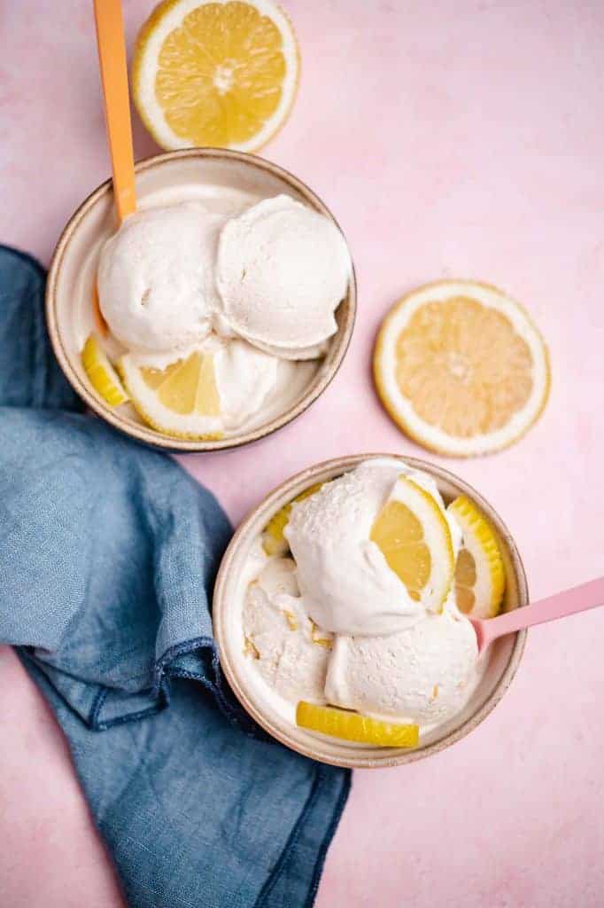 vegan lemon ice cream (with and without ice cream maker)