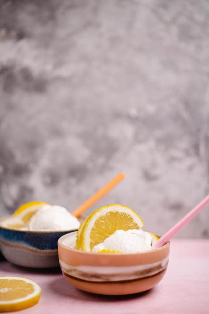 vegan lemon ice cream (with and without ice cream maker)