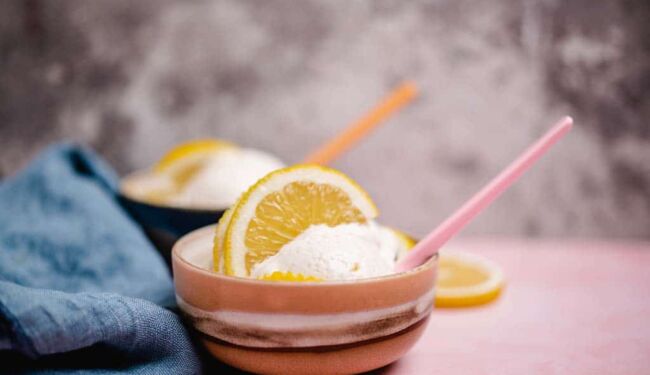 vegan lemon ice cream (with and without ice cream maker)