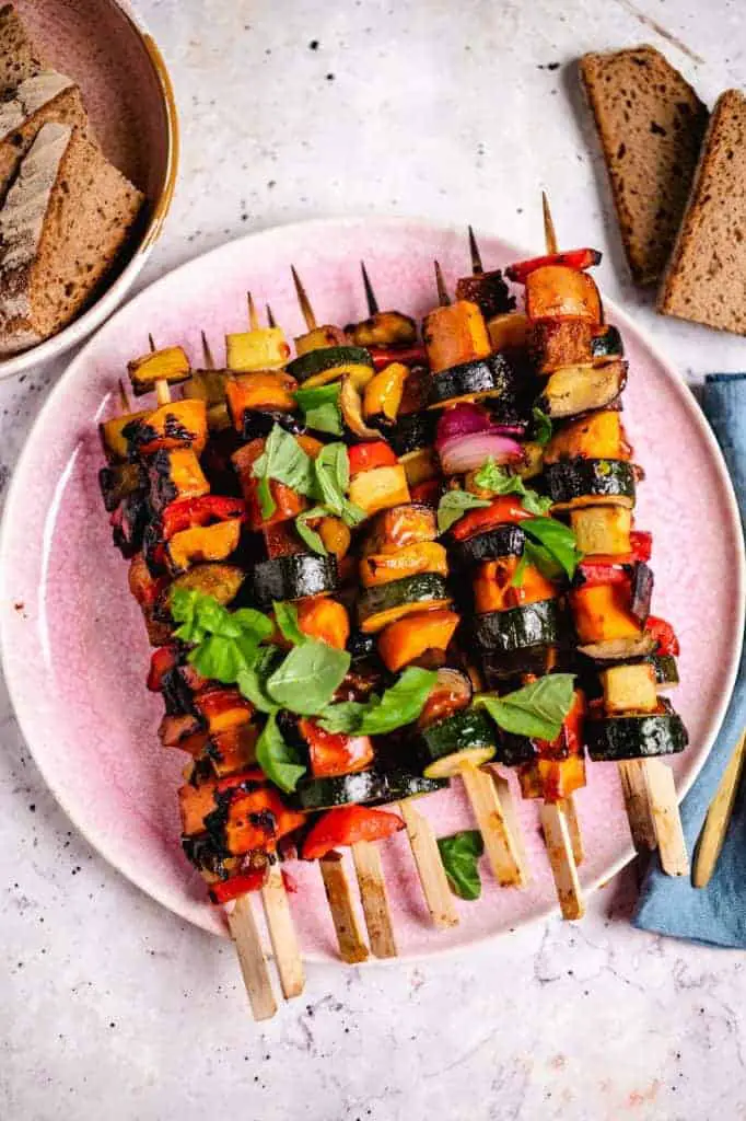 Tofu vegetable skewers (grilled)