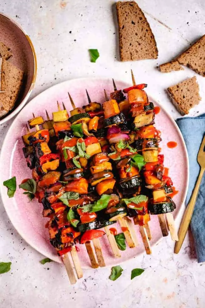 Tofu vegetable skewers (grilled)