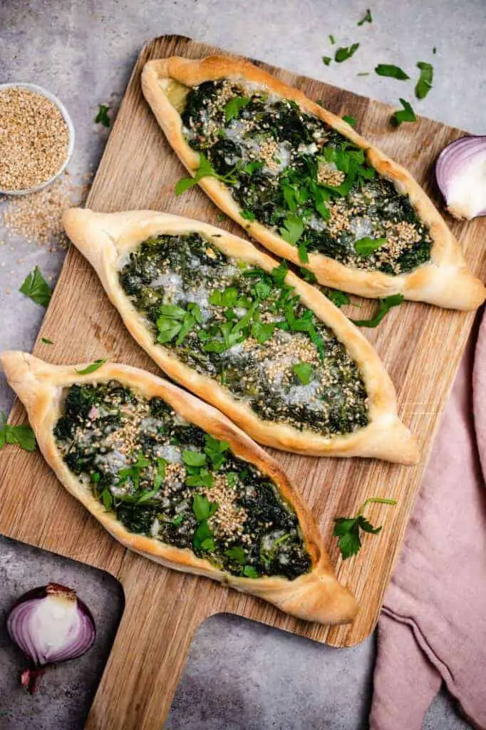 Pide with spinach and feta (vegan & gluten-free)