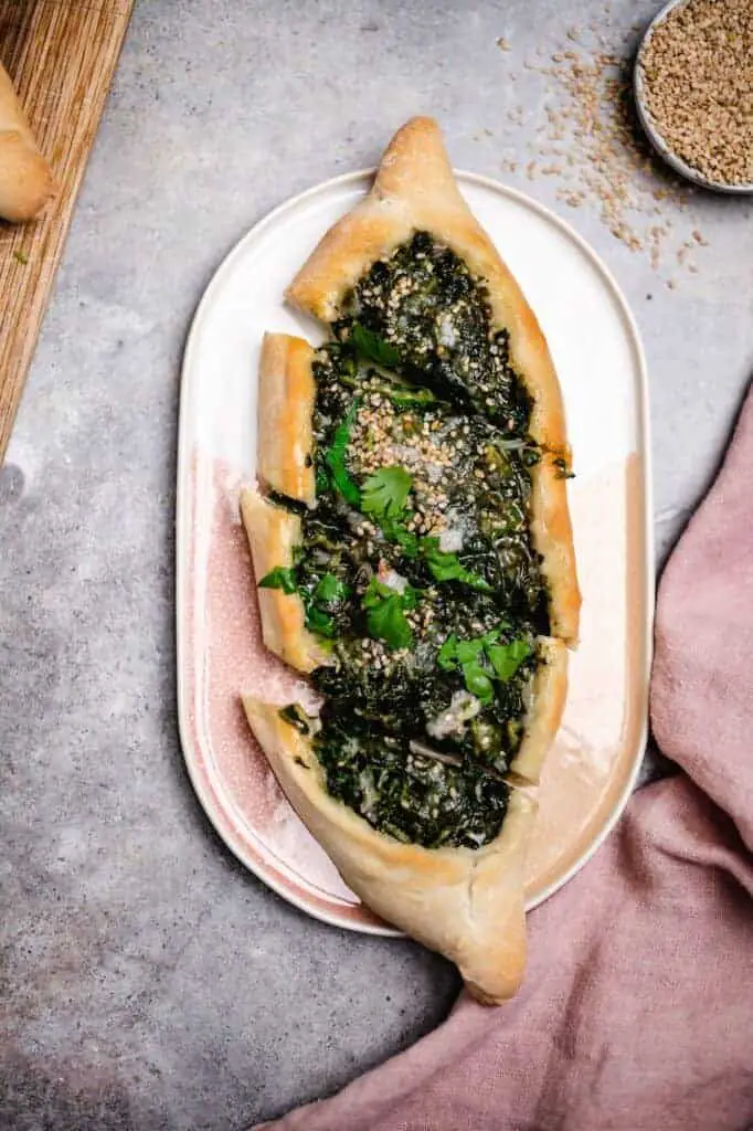 Pide with spinach and feta (vegan & gluten-free)