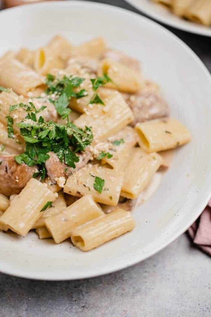 Mushroom cream pasta (25 minutes) vegan