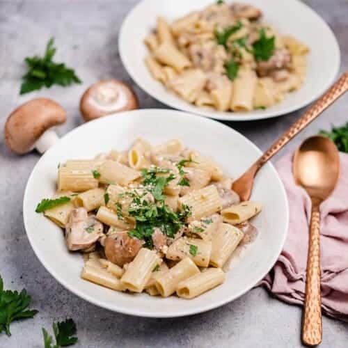 Mushroom cream pasta (25 minutes) vegan