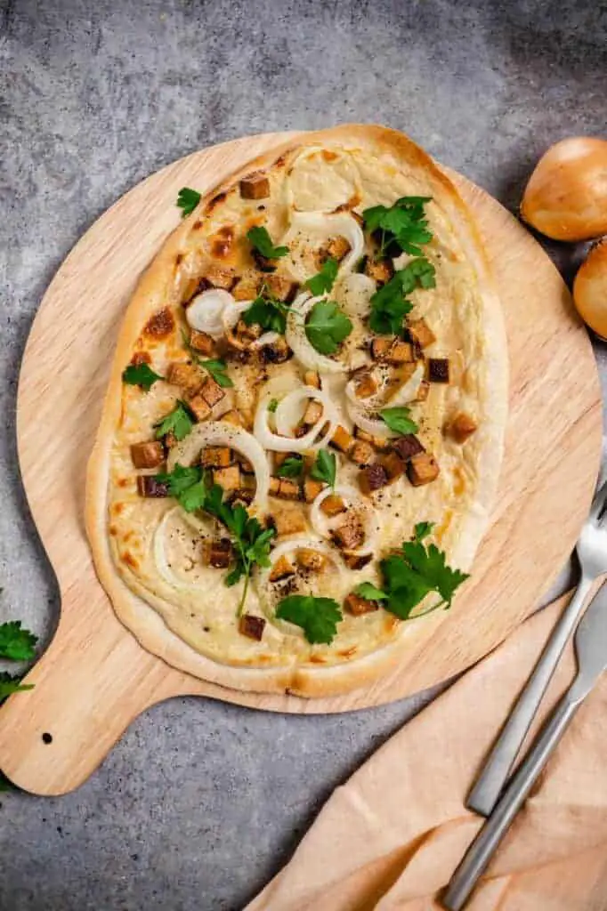 Vegan tarte flambée Alsatian style  